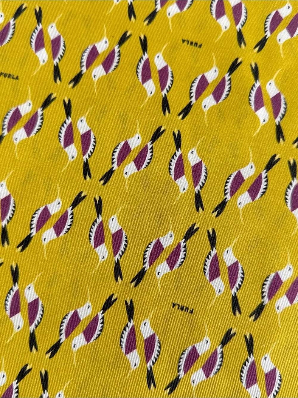 Furla Chartreuse Patterned Silk Square Scarf